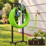 Freestanding Rust-Resistant Metal Garden Hose Holder with Spike Base